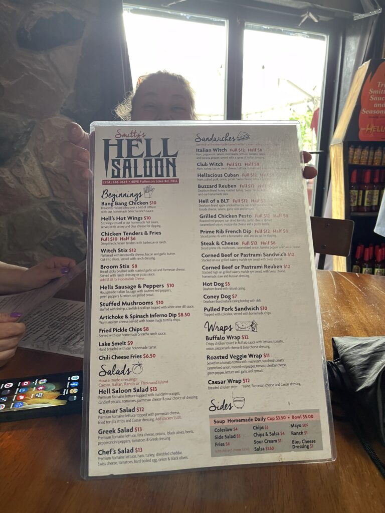 Dinner Menu from Hell, Michigan