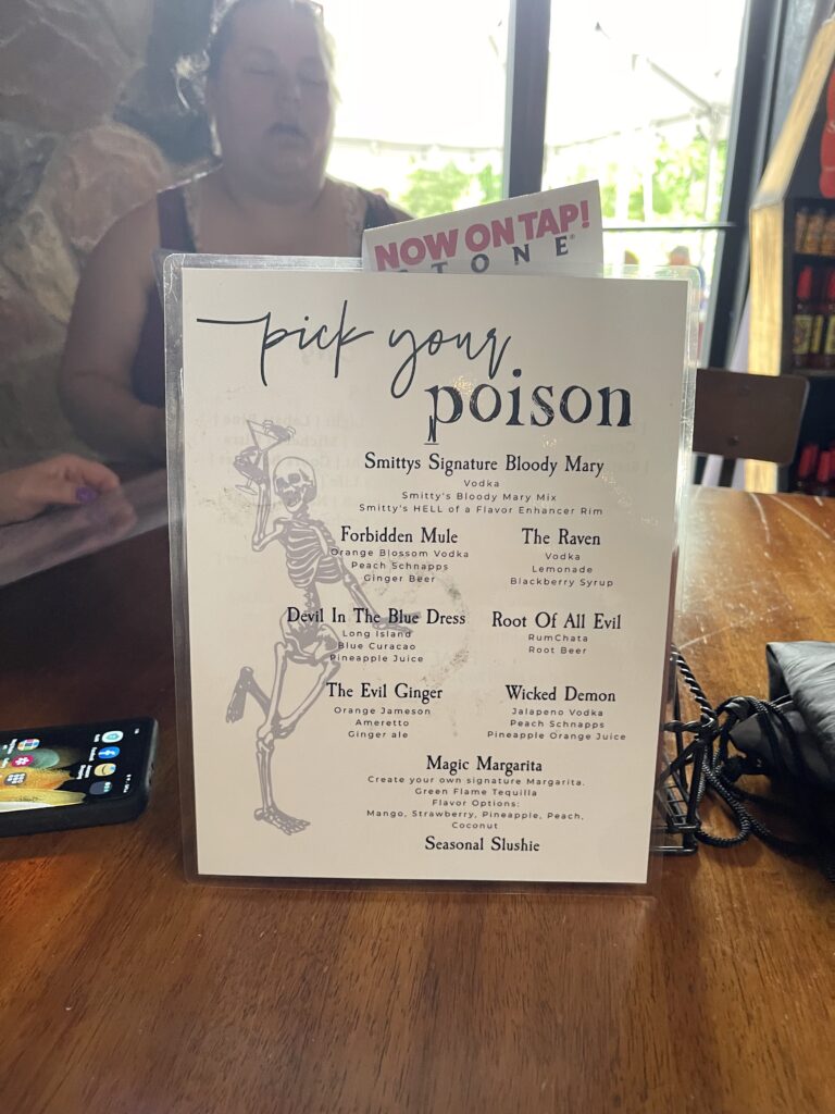 The drink menu from the restaurant was pretty good