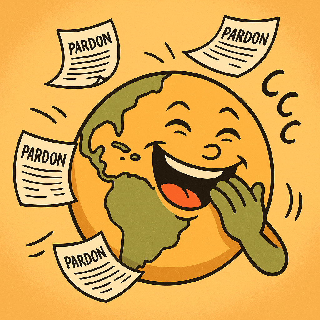 “World laughing at That Orange Guy and his pardons”